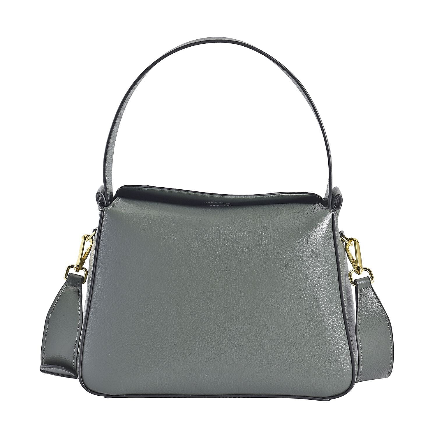 Genuine Leather Solid Crossbody Bag - Dark Green