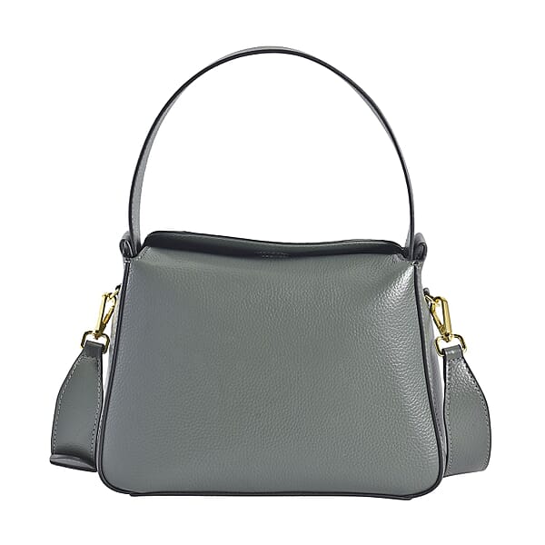 Genuine Leather Solid Crossbody Bag Dark Green 7126429 TJC