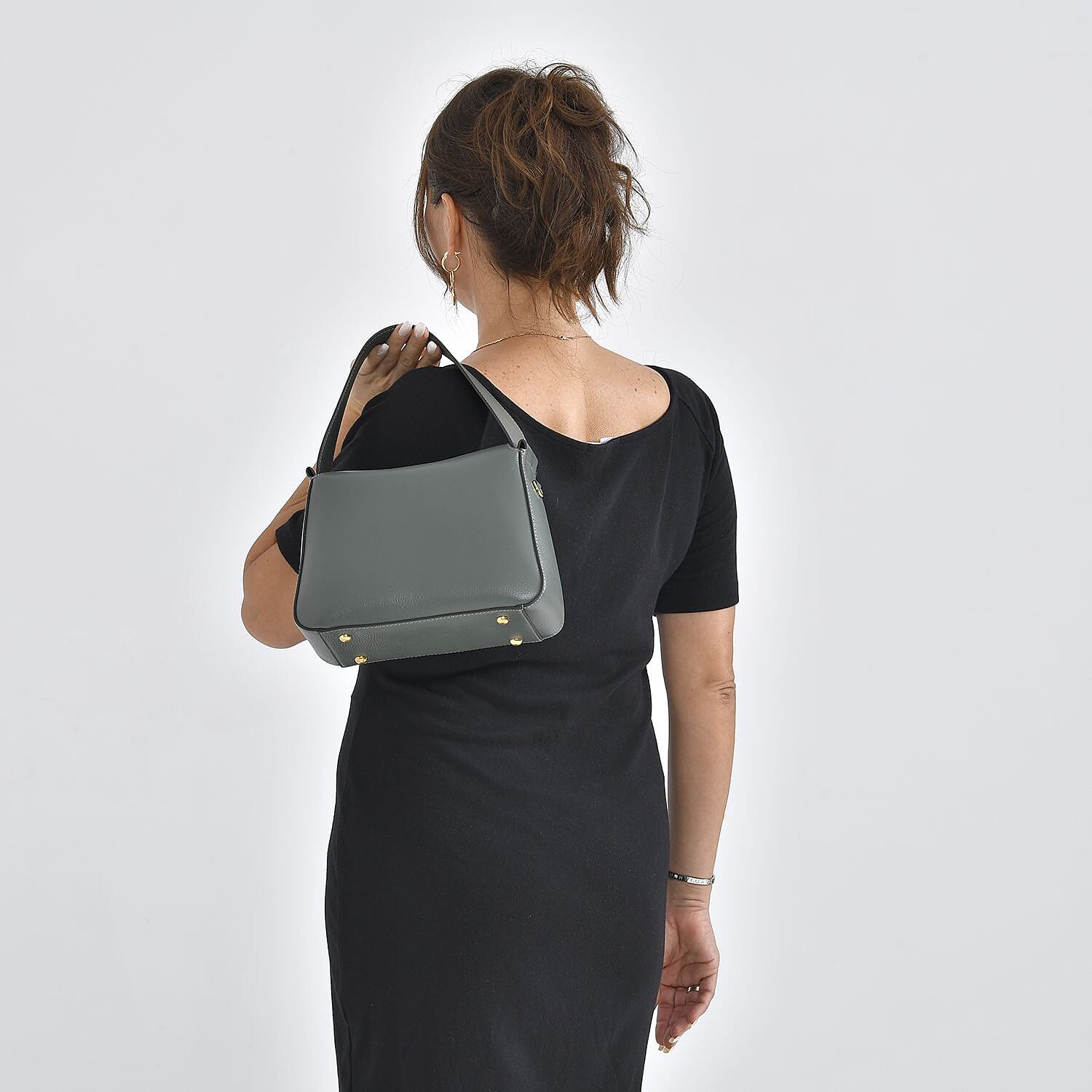 Genuine Leather Solid Crossbody Bag - Dark Green