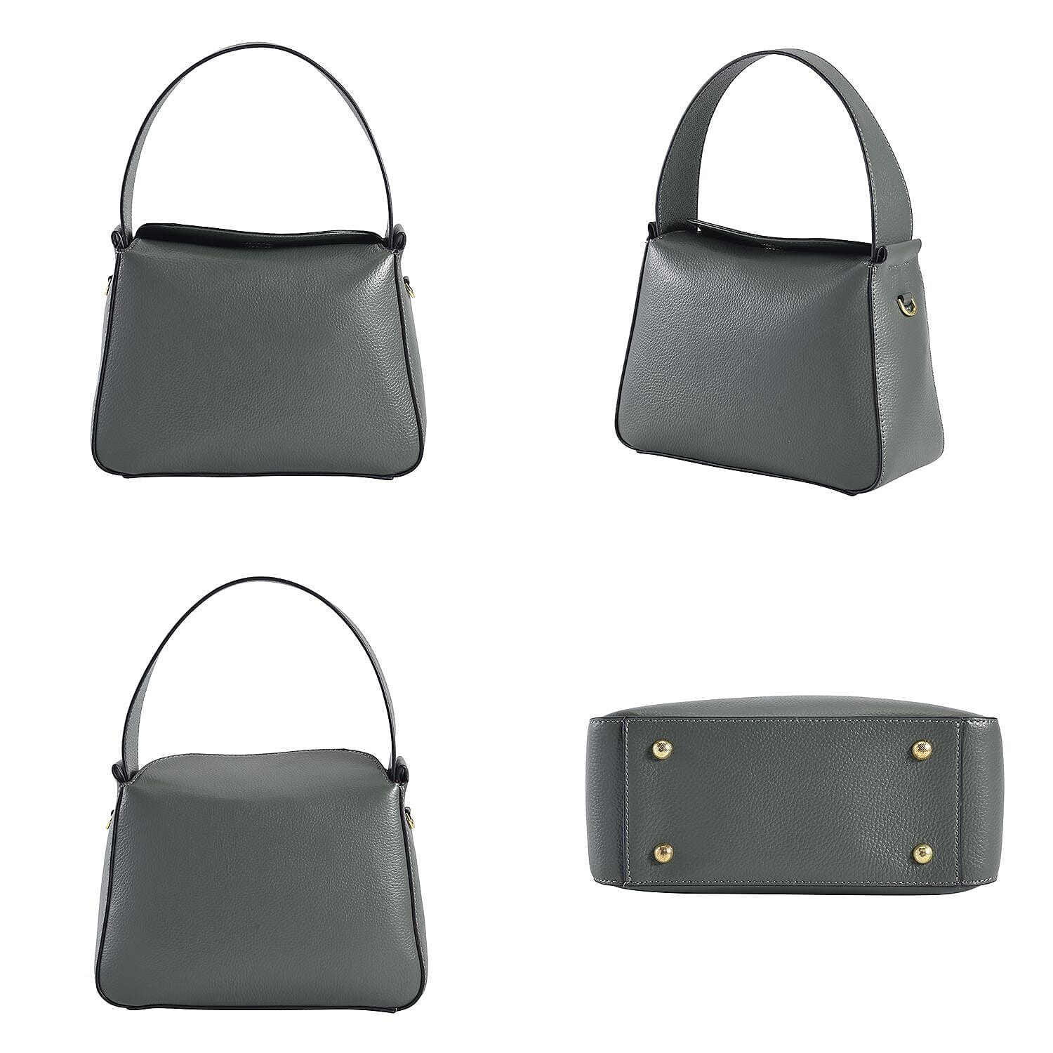 Genuine Leather Solid Crossbody Bag - Dark Green