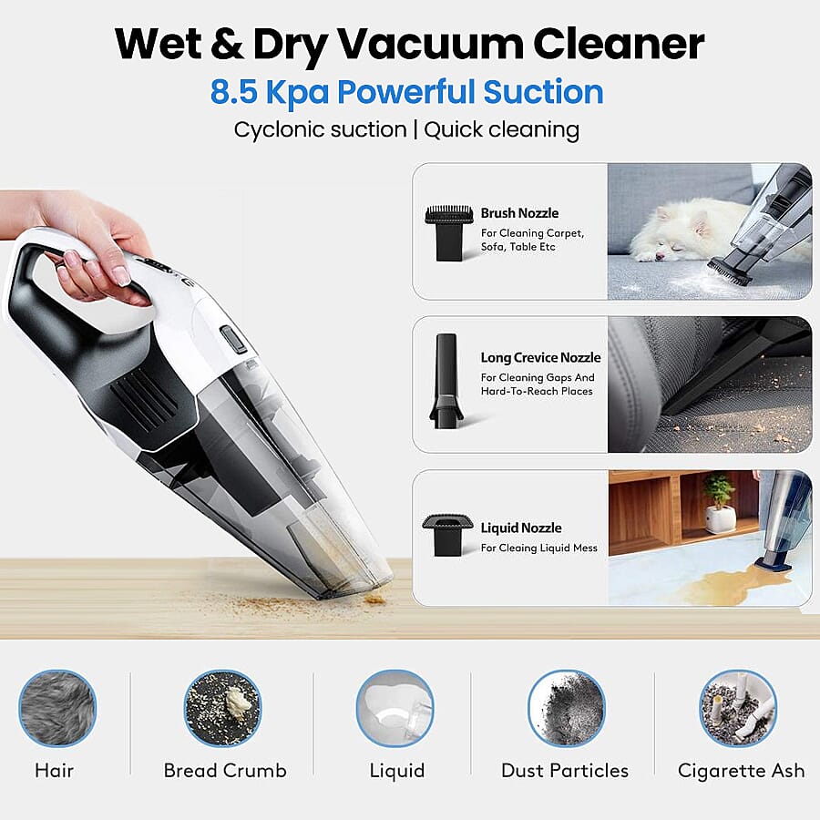 Hommak Cordless Wet-Dry Vacuum Cleaner with LED light and HEPA Filter
