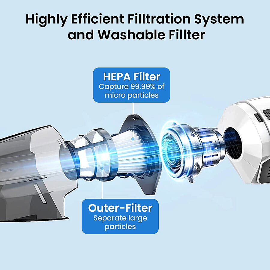 Hommak Cordless Wet-Dry Vacuum Cleaner with LED light and HEPA Filter