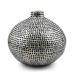 Capiz Circular Onion Vase (Size 15x14 Cm) - Blue