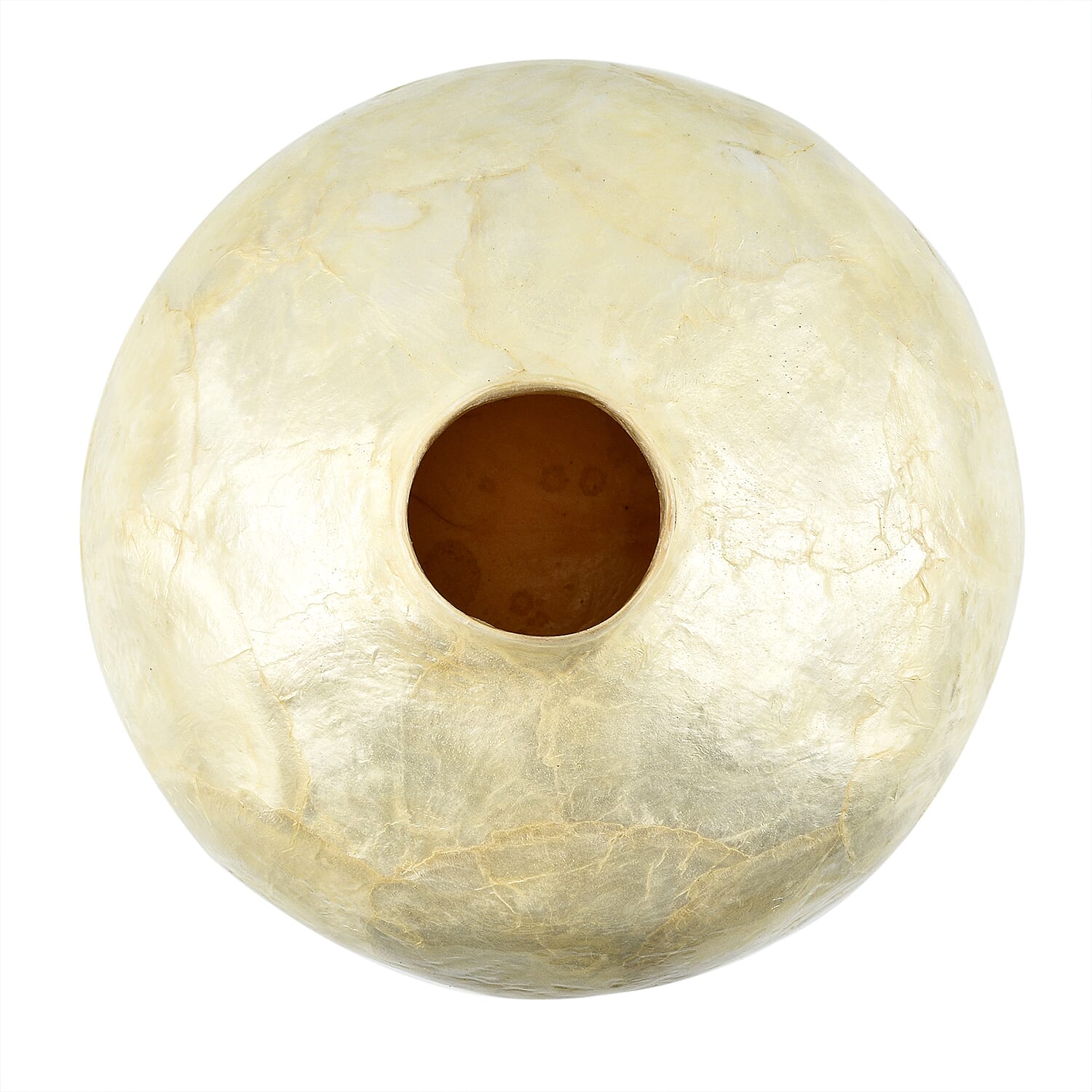 100% Handmade Capiz Circular Round Vase (Size 25x17 Cm) - White