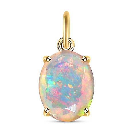 9K Yellow Gold Ethiopian Welo Opal Solitaire Pendant 1.05 Ct