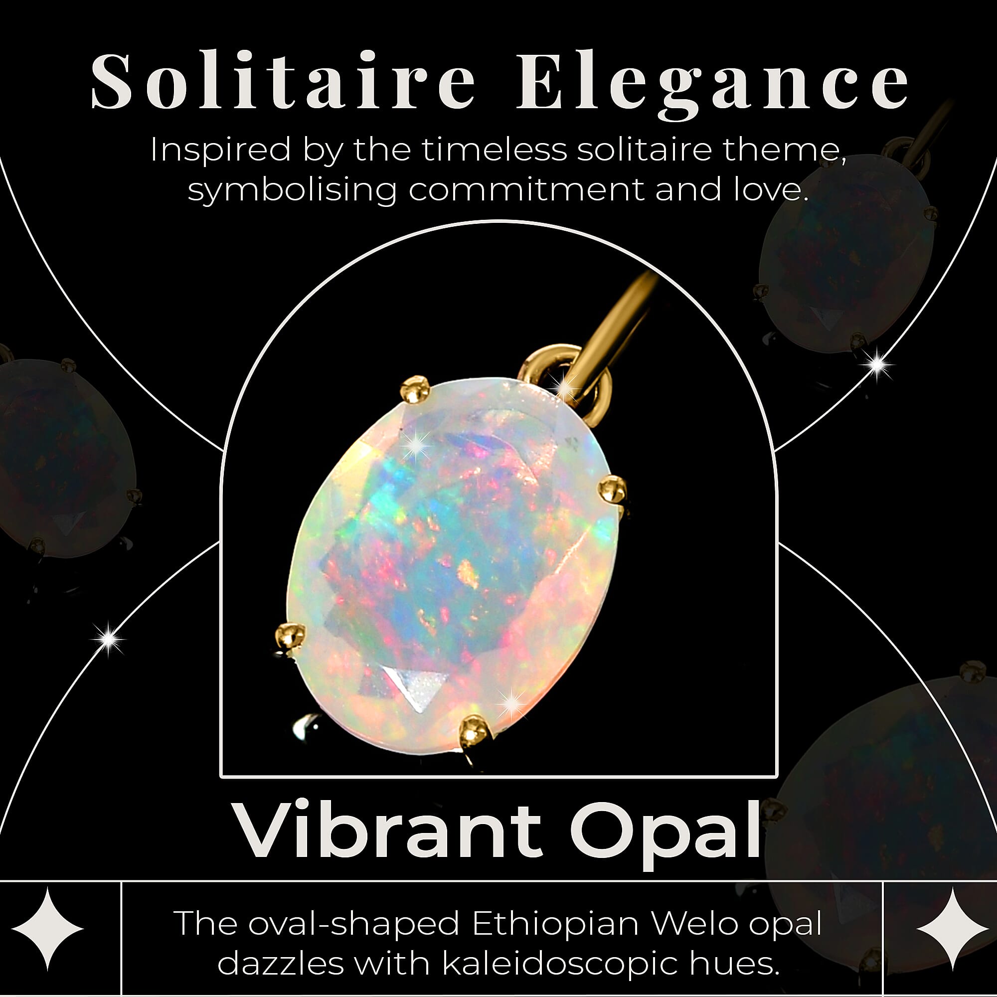 9K Yellow Gold Ethiopian Welo Opal Solitaire Pendant 1.05 Ct