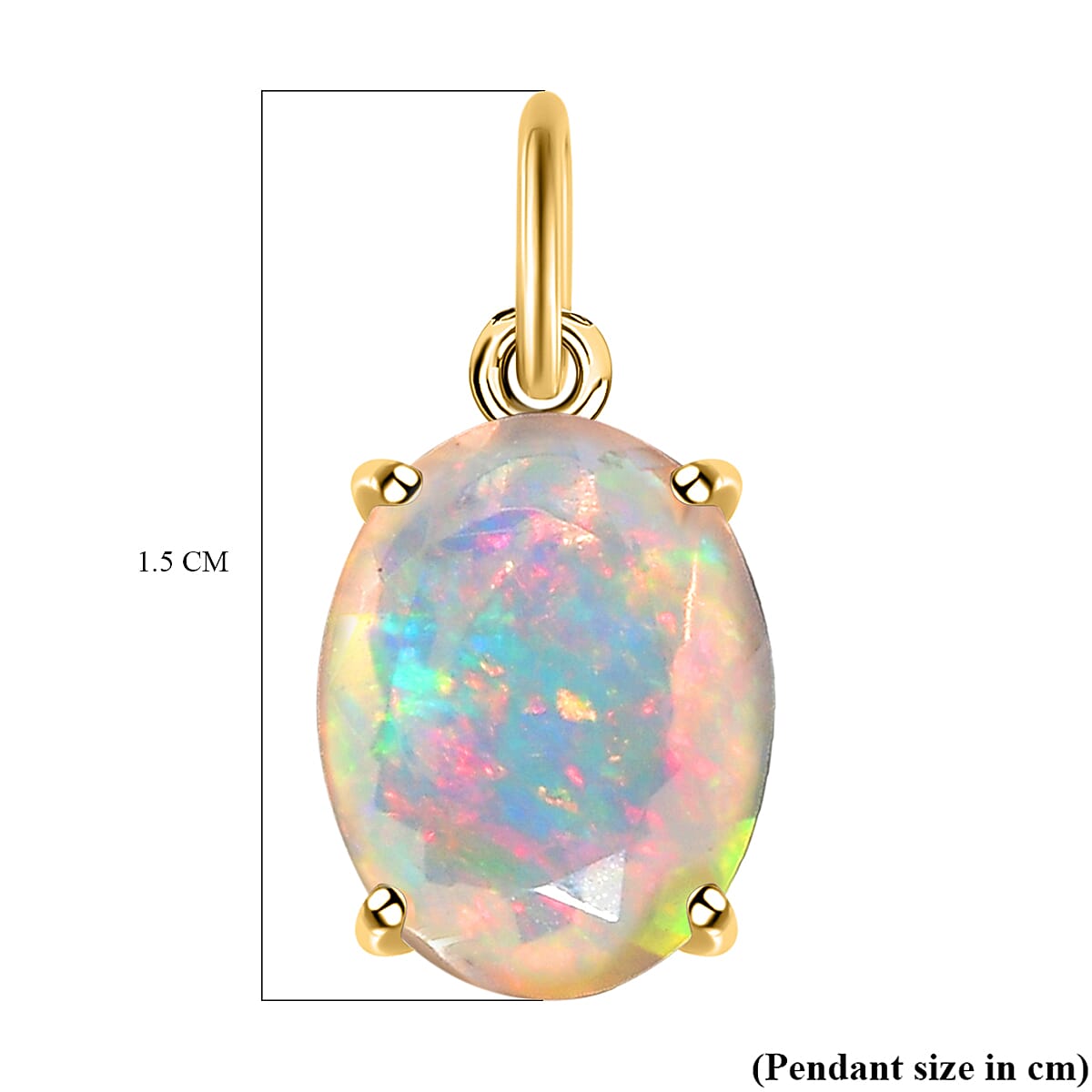 9K Yellow Gold Ethiopian Welo Opal Solitaire Pendant 1.05 Ct