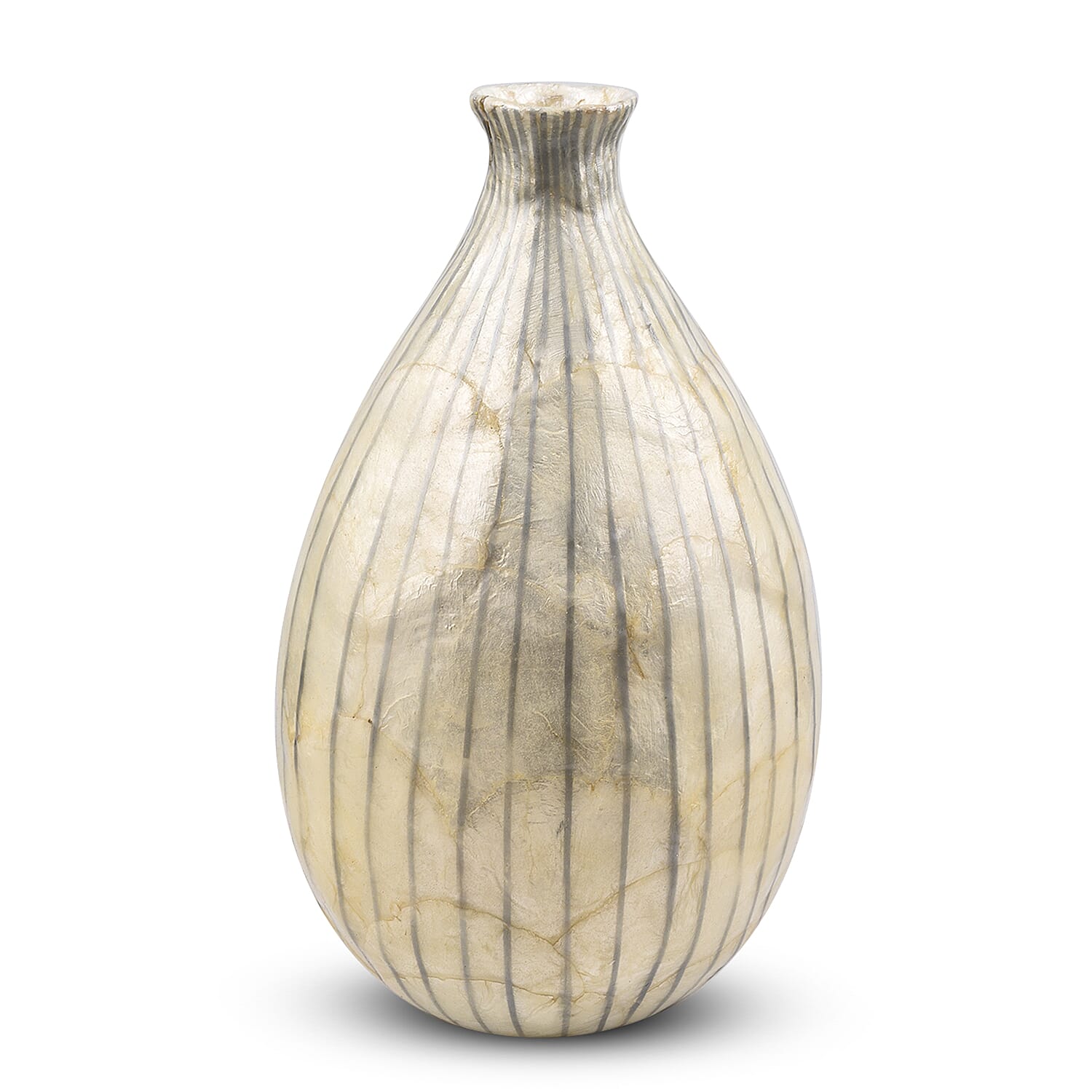 100% Handmade Capiz Circular Pear Vase (Size 38x18 Cm) - Natural