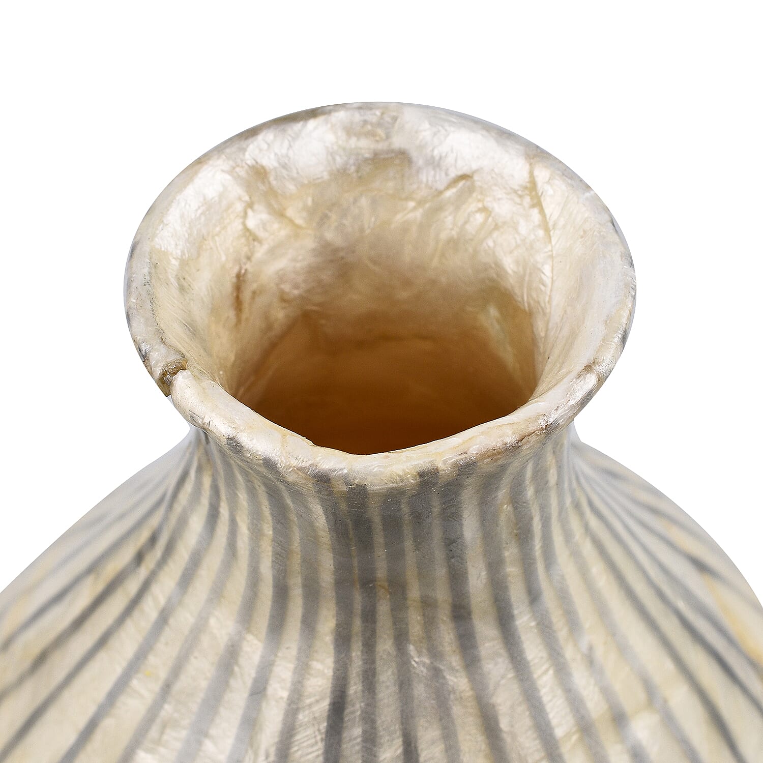 100% Handmade Capiz Circular Pear Vase (Size 38x18 Cm) - Natural