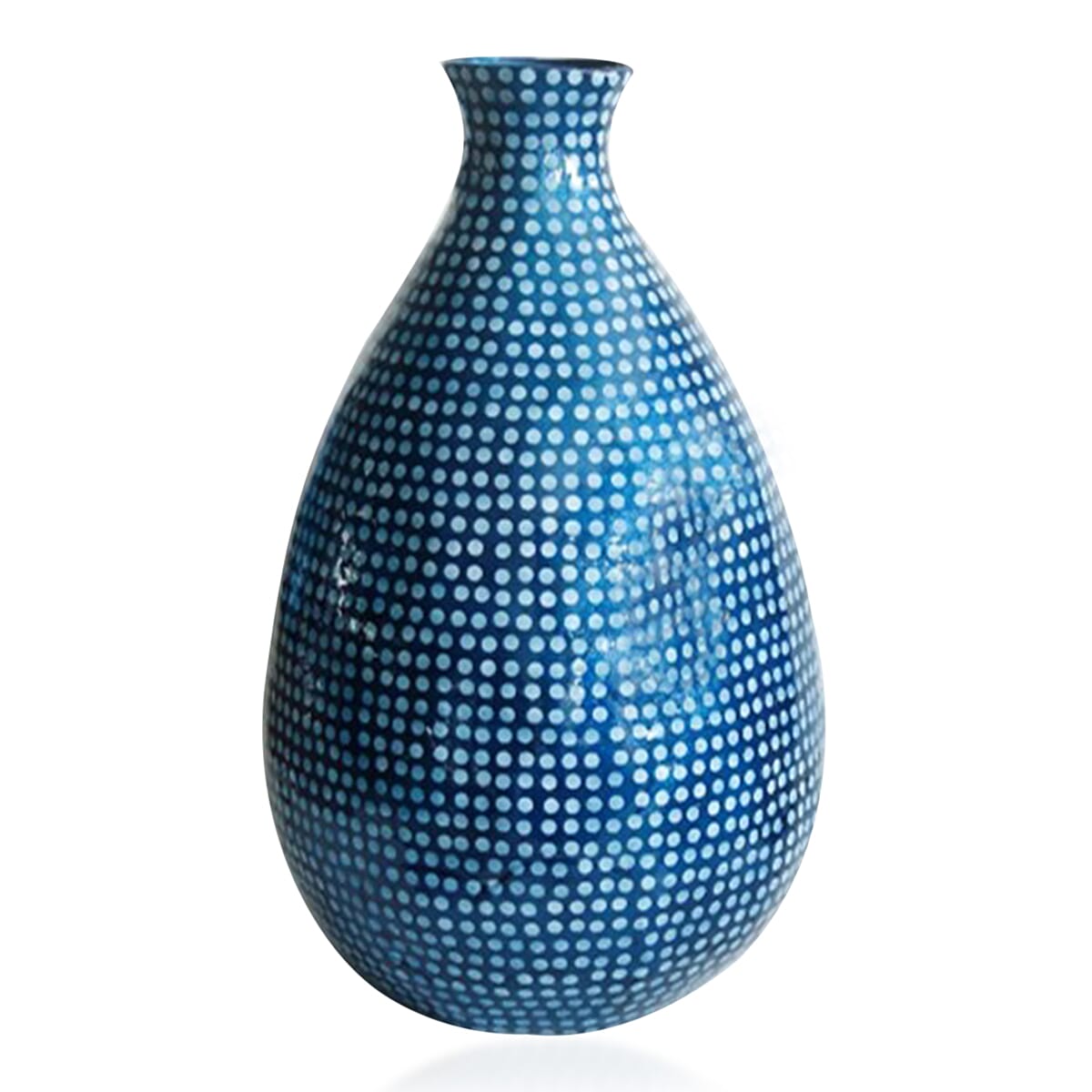 100% Handmade Capiz Circular Pear Vase (Size 29x12 Cm) - Blue