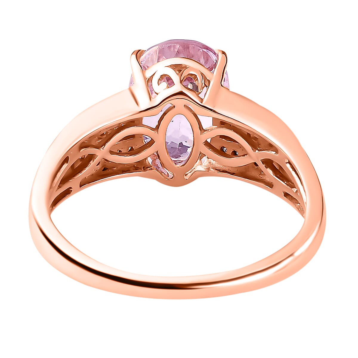 9K Rose Gold Kunzite and Diamond Ring 2.59 Ct.