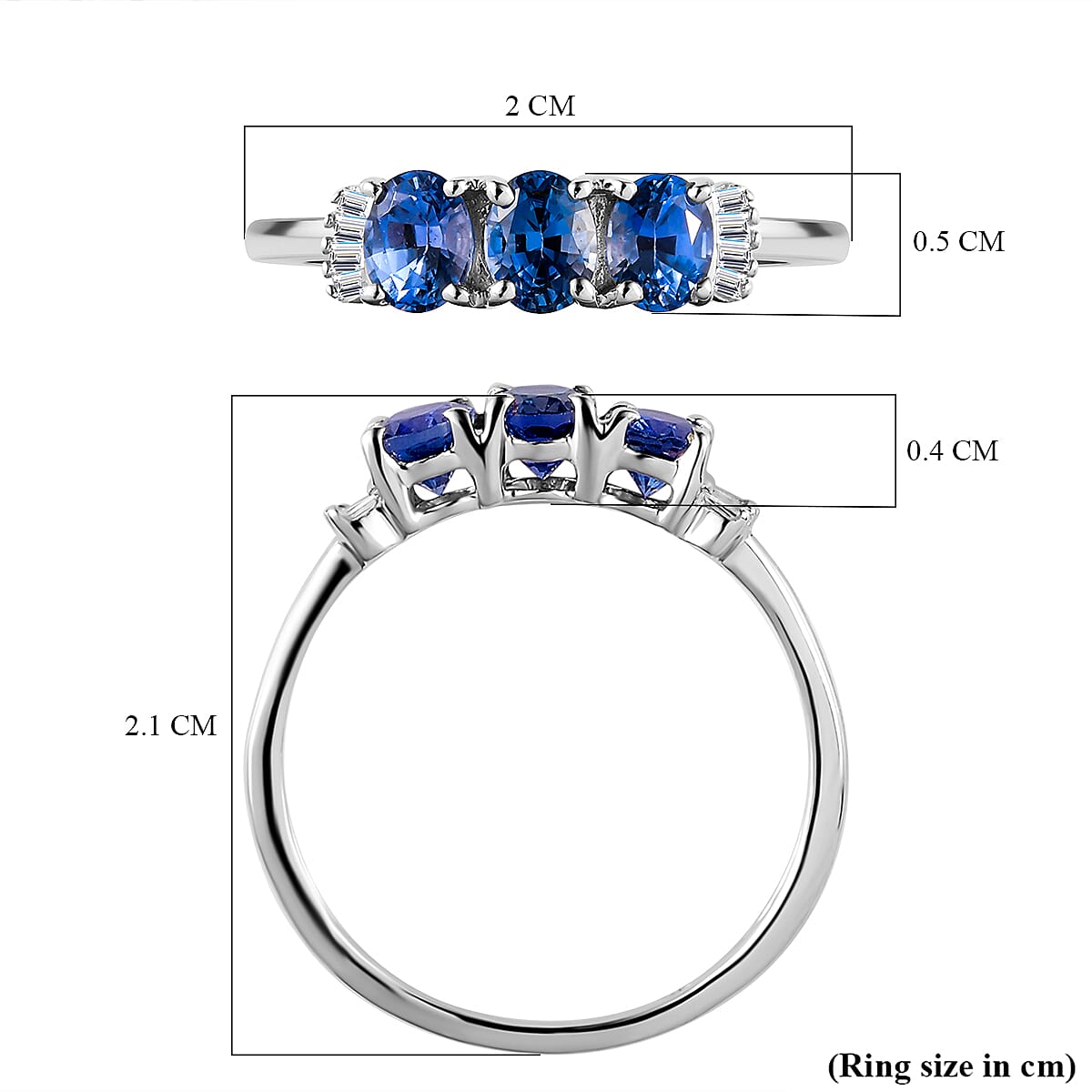 9K White Gold Ceylon Sapphire and Diamond Ring 1 Ct.
