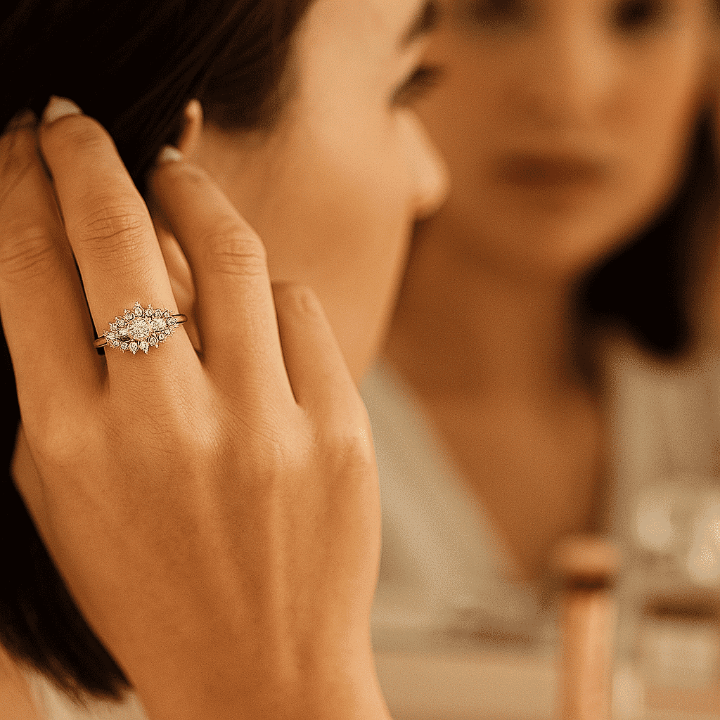 Moissanite Boat Ring in Sterling Silver