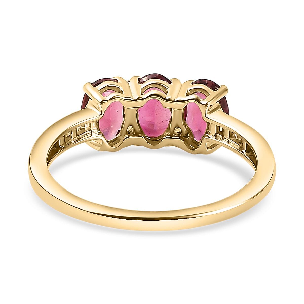 9K Yellow Gold Ouro Fino Rubellite and Diamond Ring 1.31 Ct.