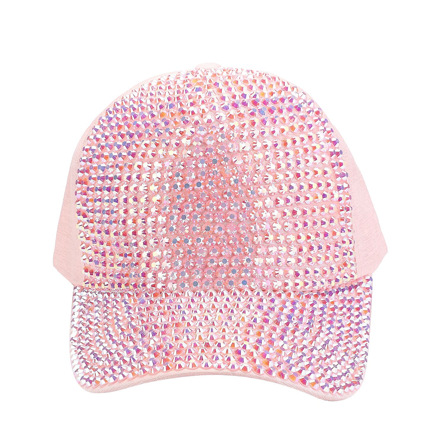 Jovie Cotton Rhinestone Bling Front Hat with Adjustable Strap (Size 58x16 Cm) - Pink