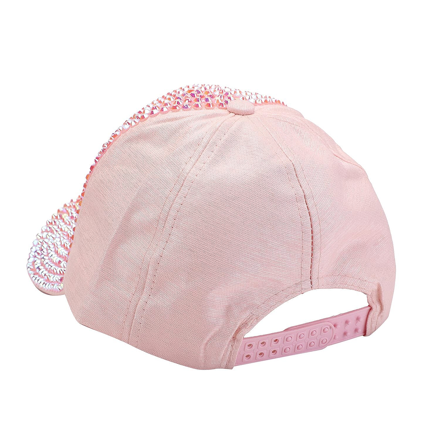 Jovie Cotton Rhinestone Bling Front Hat with Adjustable Strap (Size 58x16 Cm) - Pink
