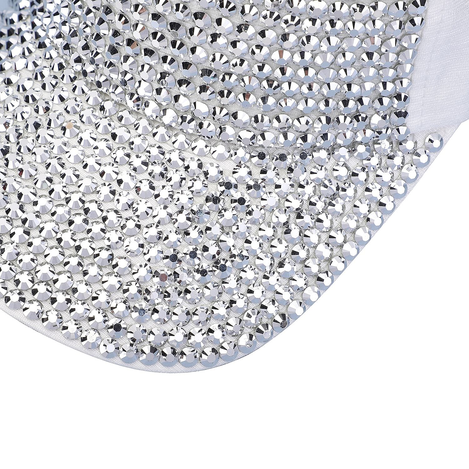 Jovie Cotton Rhinestone Bling Front Hat with Adjustable Strap (Size 58x16 Cm) - Silver