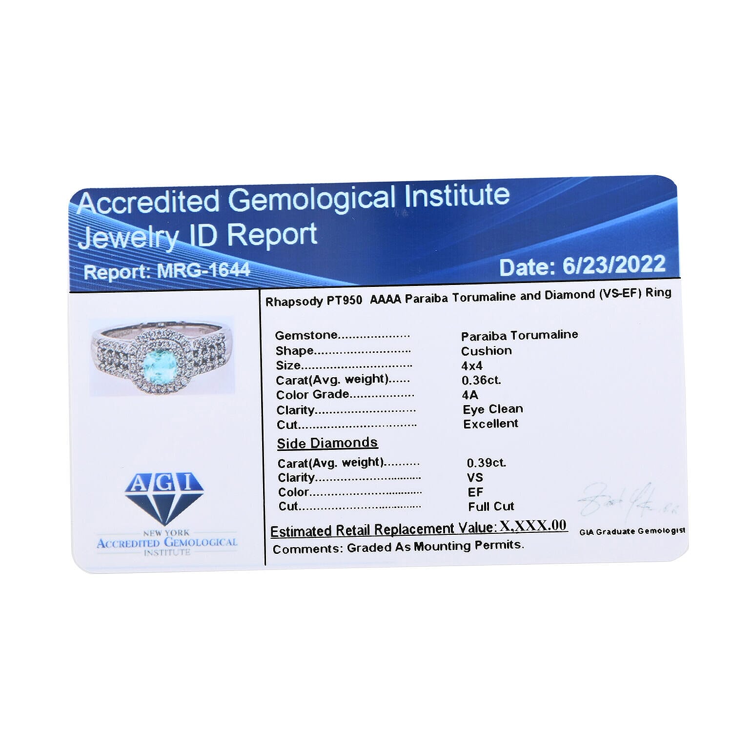 Certified and Appraised RHAPSODY 950 Platinum AAAA Paraiba Tourmaline and Diamond (VS-EF) Double Halo Ring 0.75 Ct, Platinum 7.23 Gms