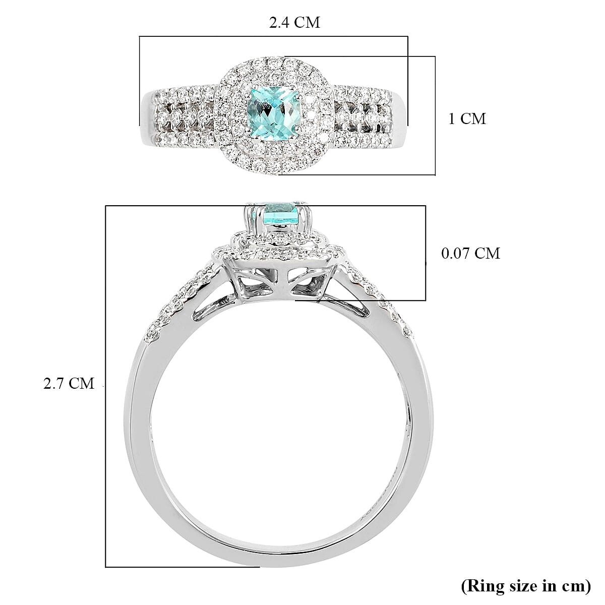 Certified and Appraised RHAPSODY 950 Platinum AAAA Paraiba Tourmaline and Diamond (VS-EF) Double Halo Ring 0.75 Ct, Platinum 7.23 Gms