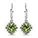 Peridot Cluster Earring (with Lever Back) in Platinum Overlay Sterling Silver