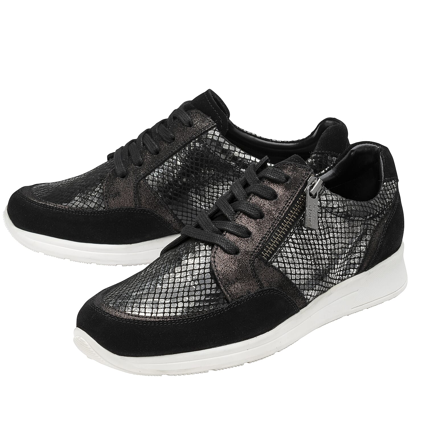 Lotus Snake Print Sheryl Leather Casual Trainers (Size 4) -Black