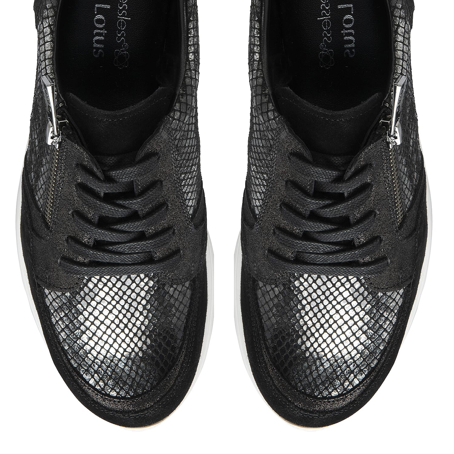 Lotus Snake Print Sheryl Leather Casual Trainers (Size 4) -Black