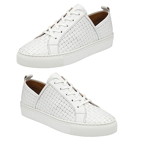 Lotus Leather Kate Lace-Up Trainers (Size 4) - White