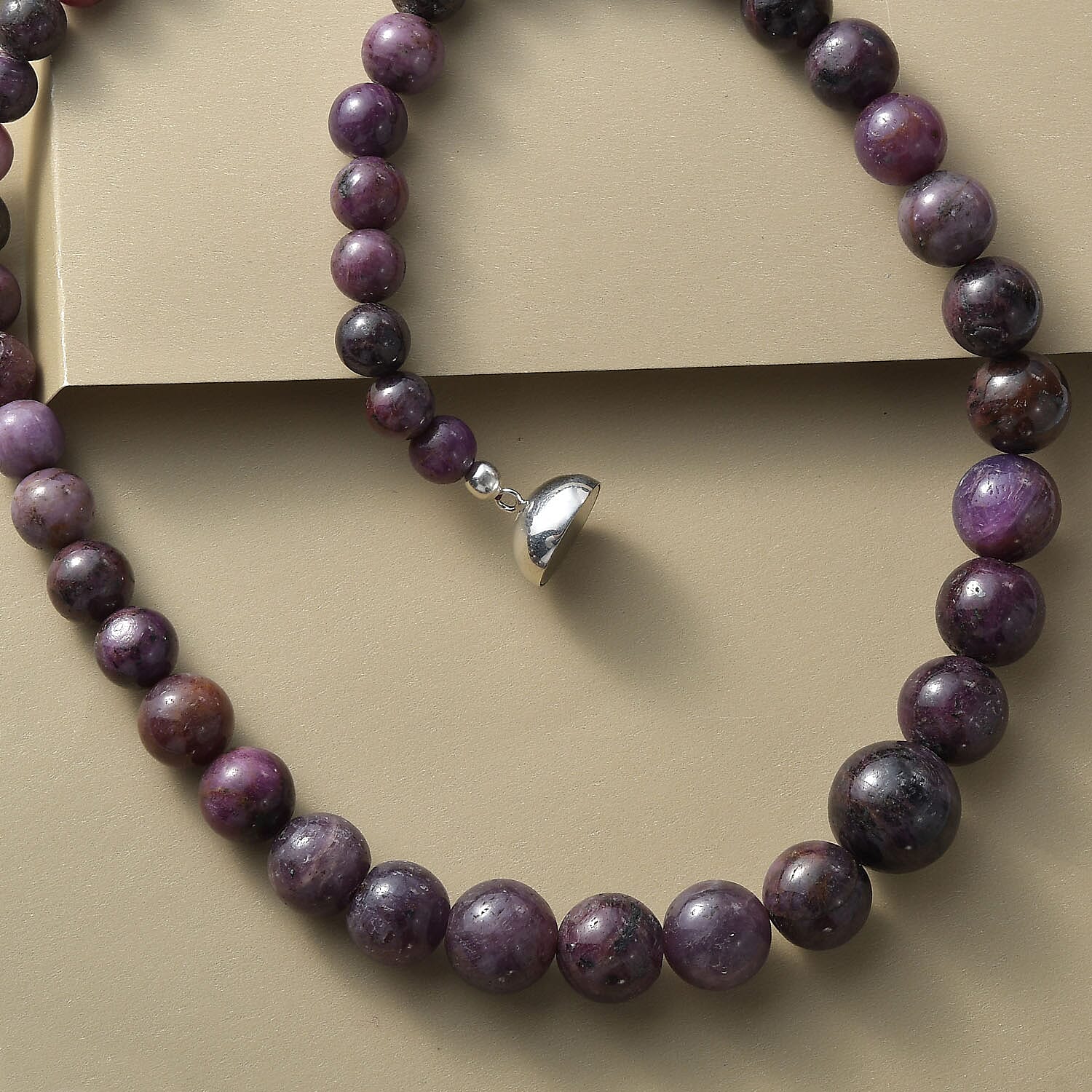 Gem Treasures - Indian Ruby Necklace (Size - 18) With Magnetic Lock in Rhodium Overlay Sterling Silver 545.00 Ct.