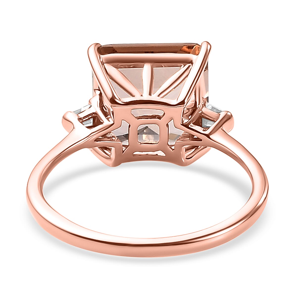 ILIANA 18K Rose Gold AAA Morganite (Asscher Cut) and Diamond (SI-G-H) Ring 4.53 Ct.
