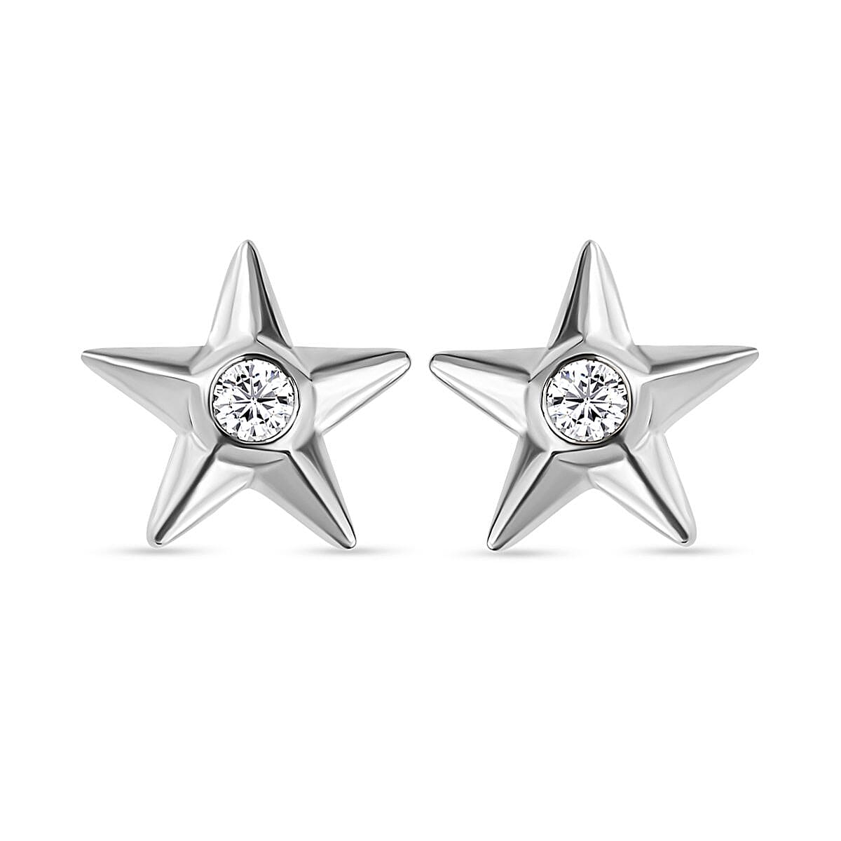 Star Earrings with Diamonds in White Gold | KLENOTA