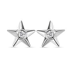 Moissanite Fancy Earring (With Push Back) in Platinum Overlay Sterling Silver