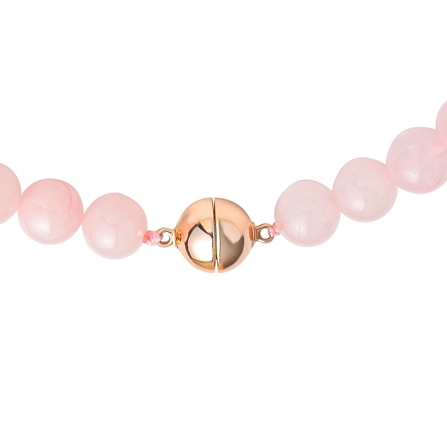 Rose Quartz and Pink Austrian Crystal Necklace (Size - 20) With Magnetic Clasp in Rose Gold Tone