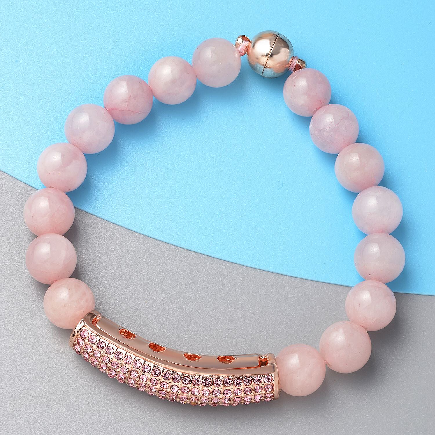 Sleeping Beauty Howlite ,Blue Crystal Bracelet (Size - 8) With Magnetic Clasp in Silver Tone