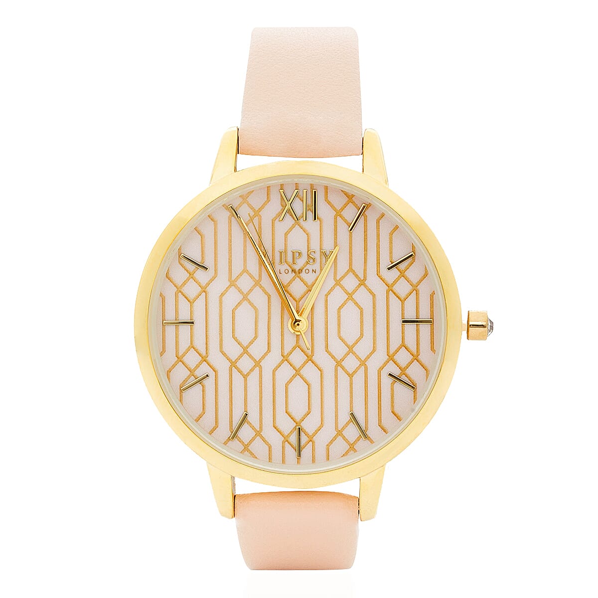 LIPSY Pink Dial 3 ATM Watch with Peach Colour Strap
