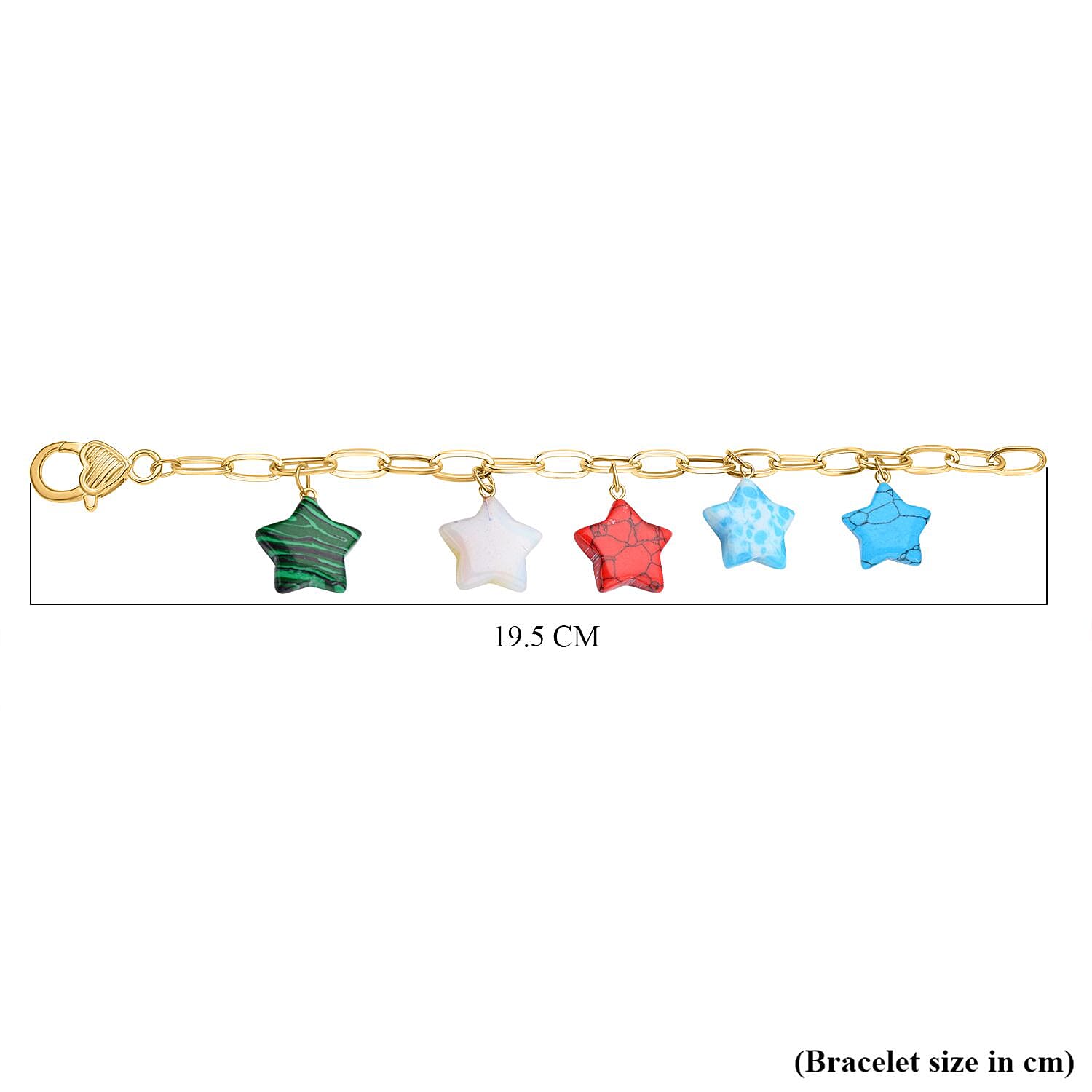 Multi Gemstone Stars Bracelet with Magnet (Size - 8.5) in Yellow Tone