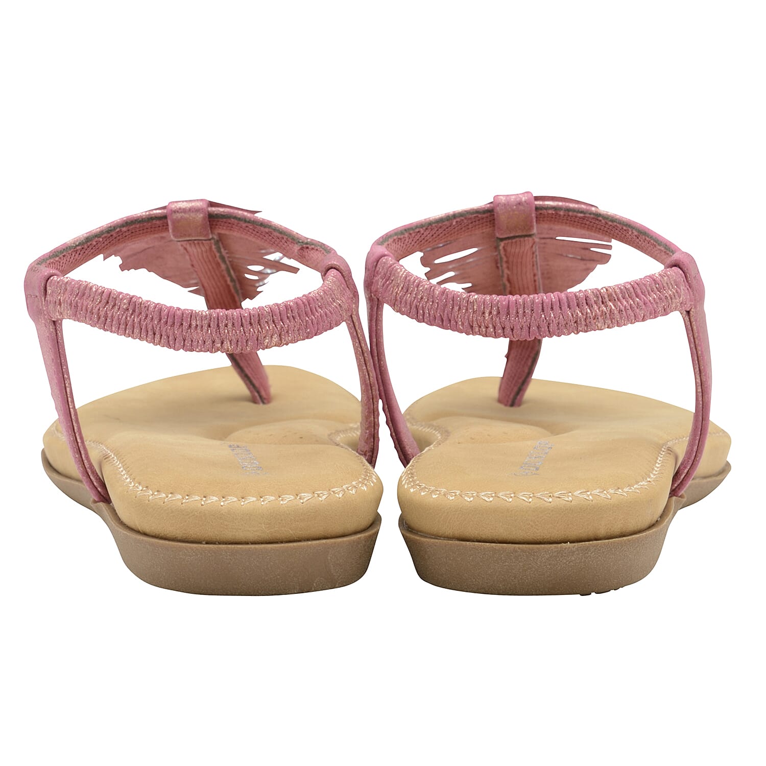 Dunlop Rue Open Toe Sandal With Leaf Detailing and Elasticated Sling Back - Rose