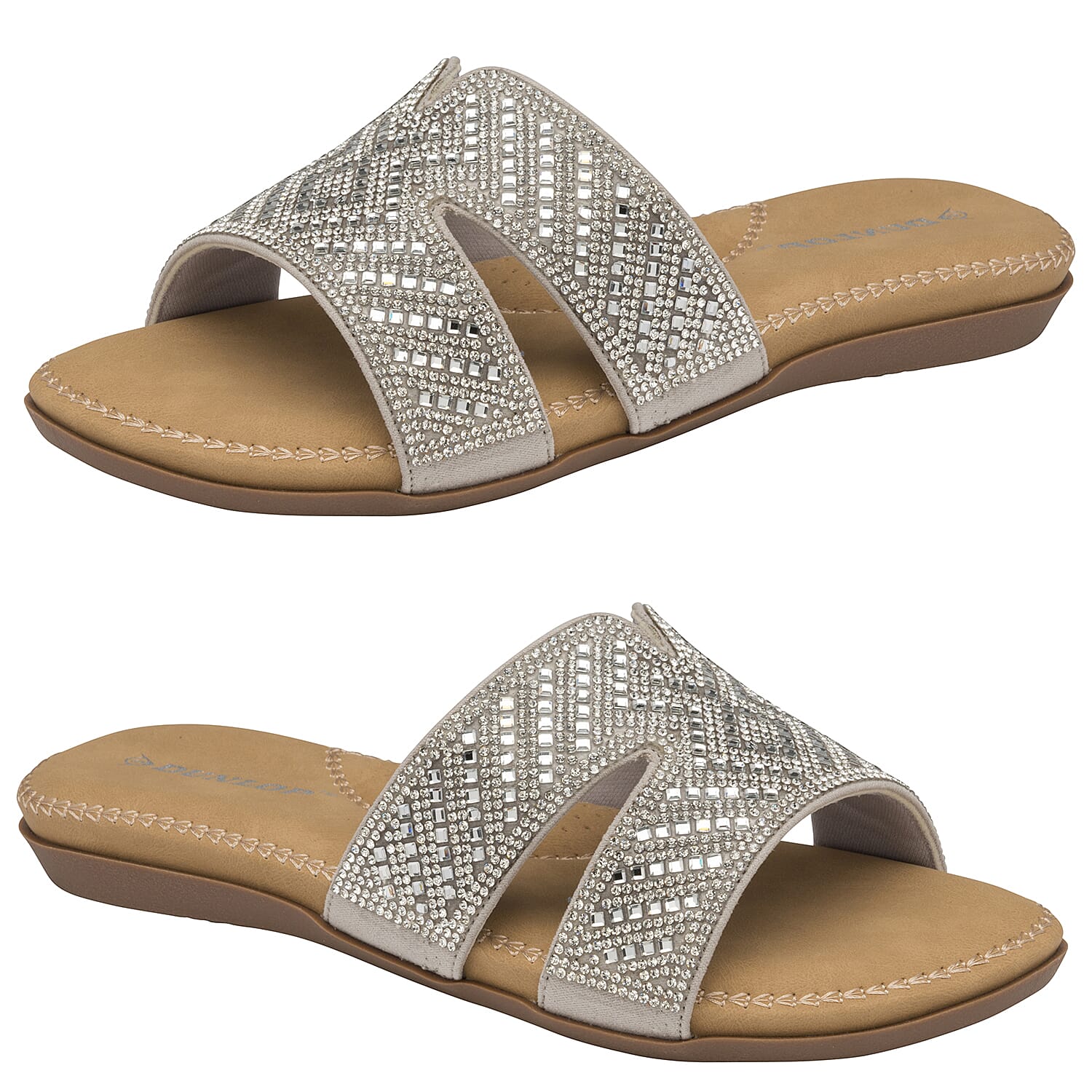 Dunlop Sinead Studded Sliders Sandals (Size 4) - Silver