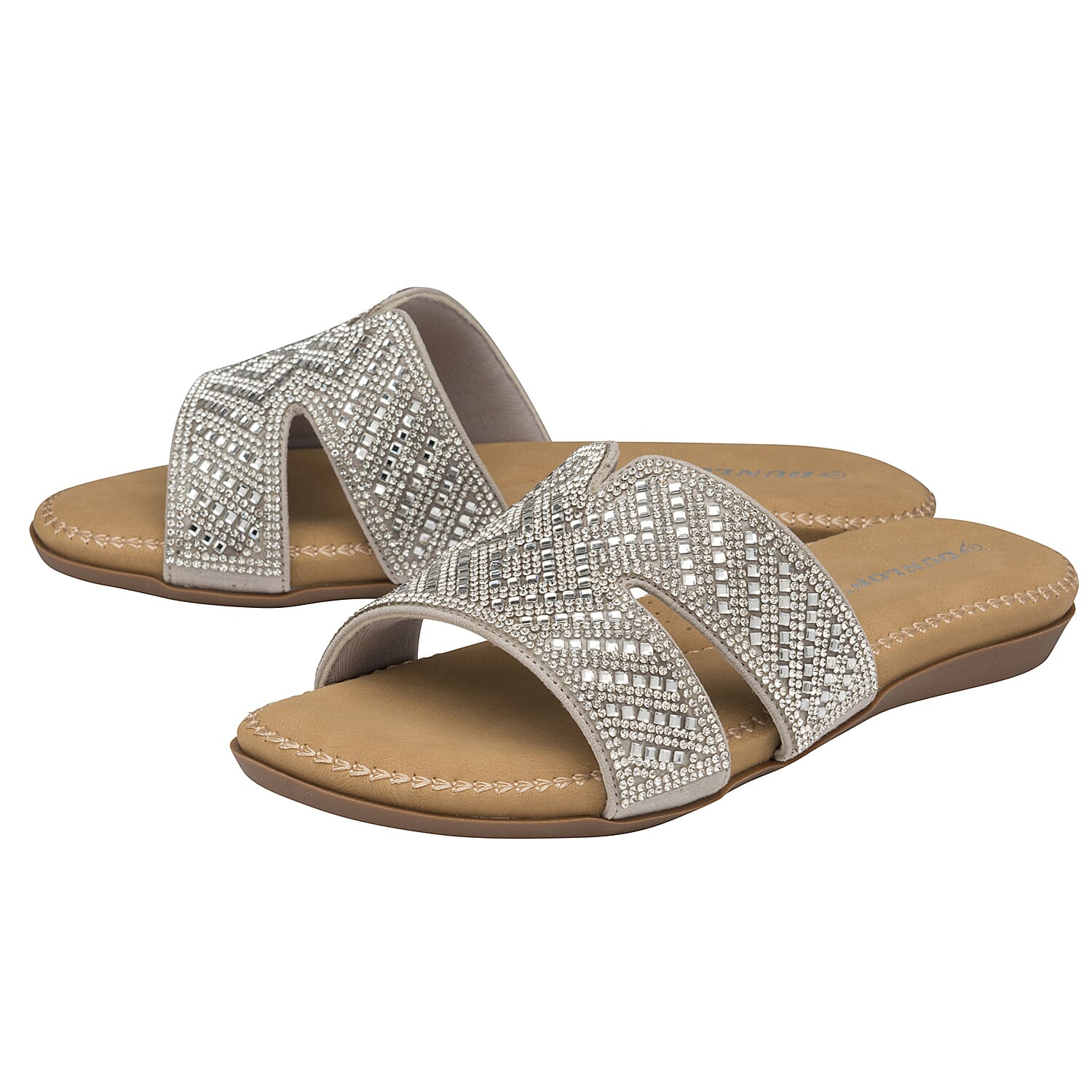 Dunlop Sinead Studded Sliders Sandals (Size 4) - Silver