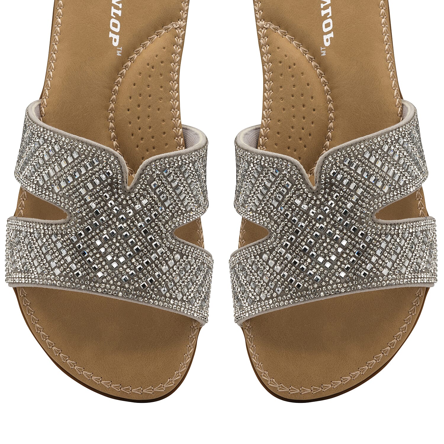Dunlop Sinead Studded Sliders Sandals (Size 4) - Silver