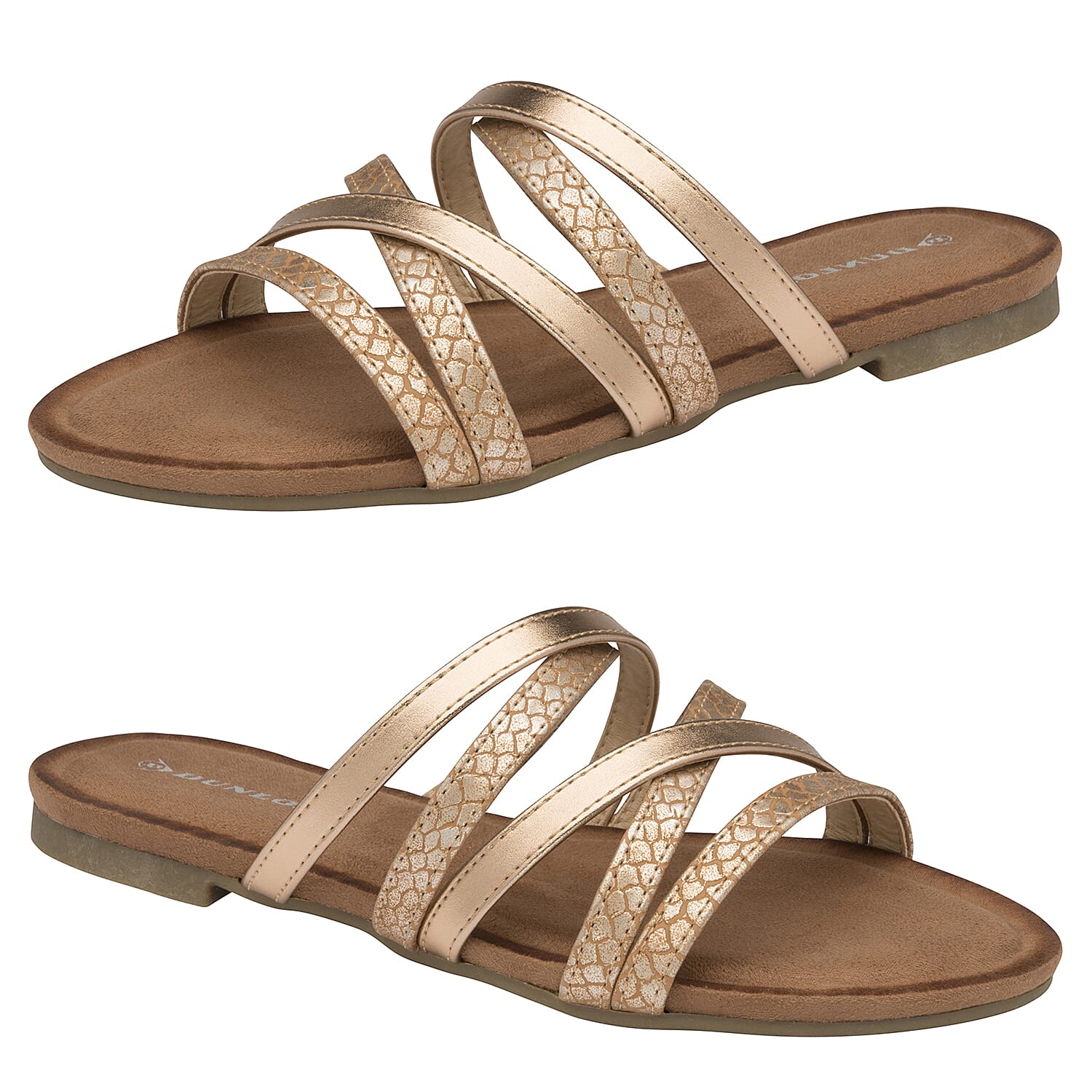Dunlop Savannah Strappy Sliders Sandals - Tan