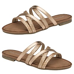 Dunlop Savannah Strappy Sliders Sandals - Tan