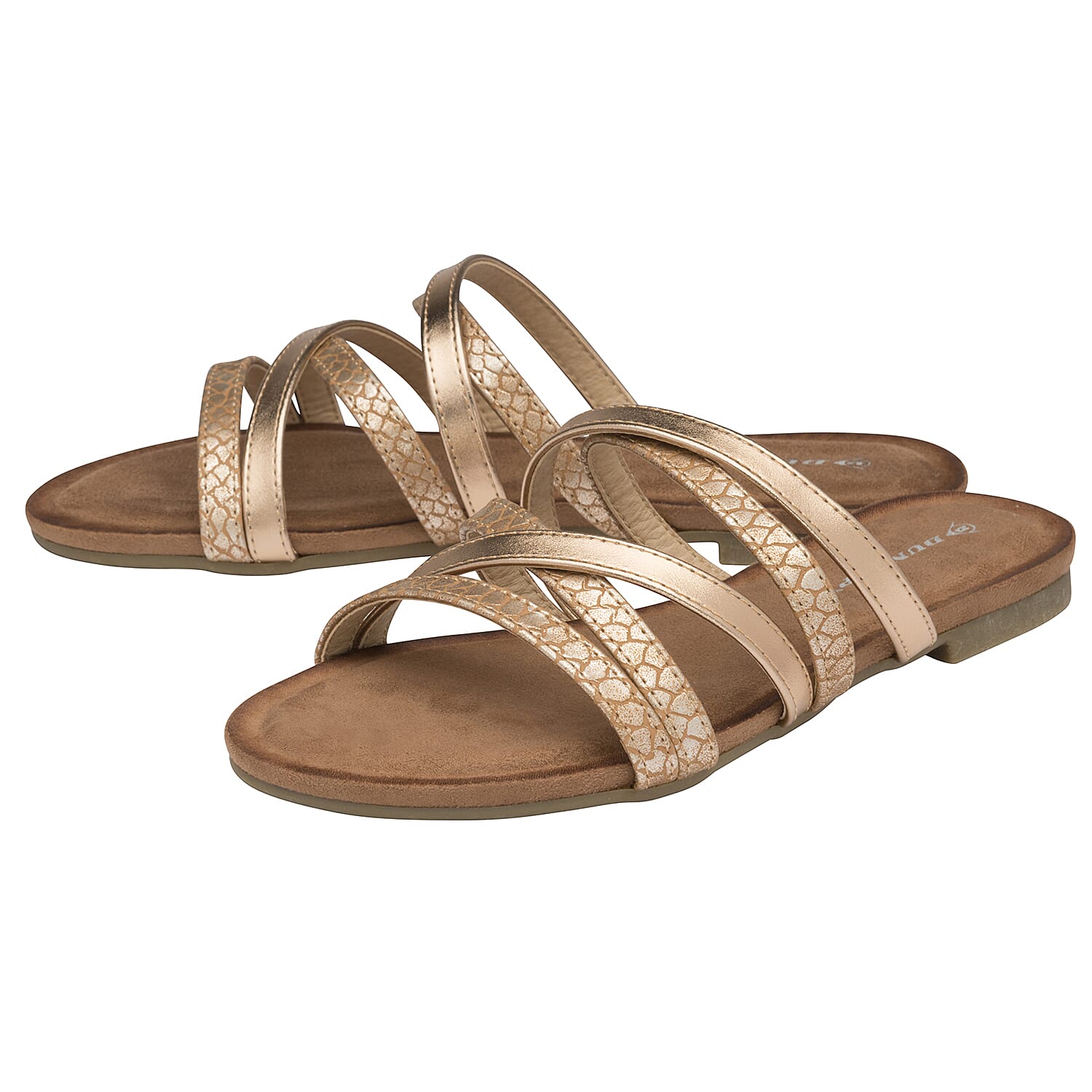 Dunlop Savannah Strappy Sliders Sandals - Tan