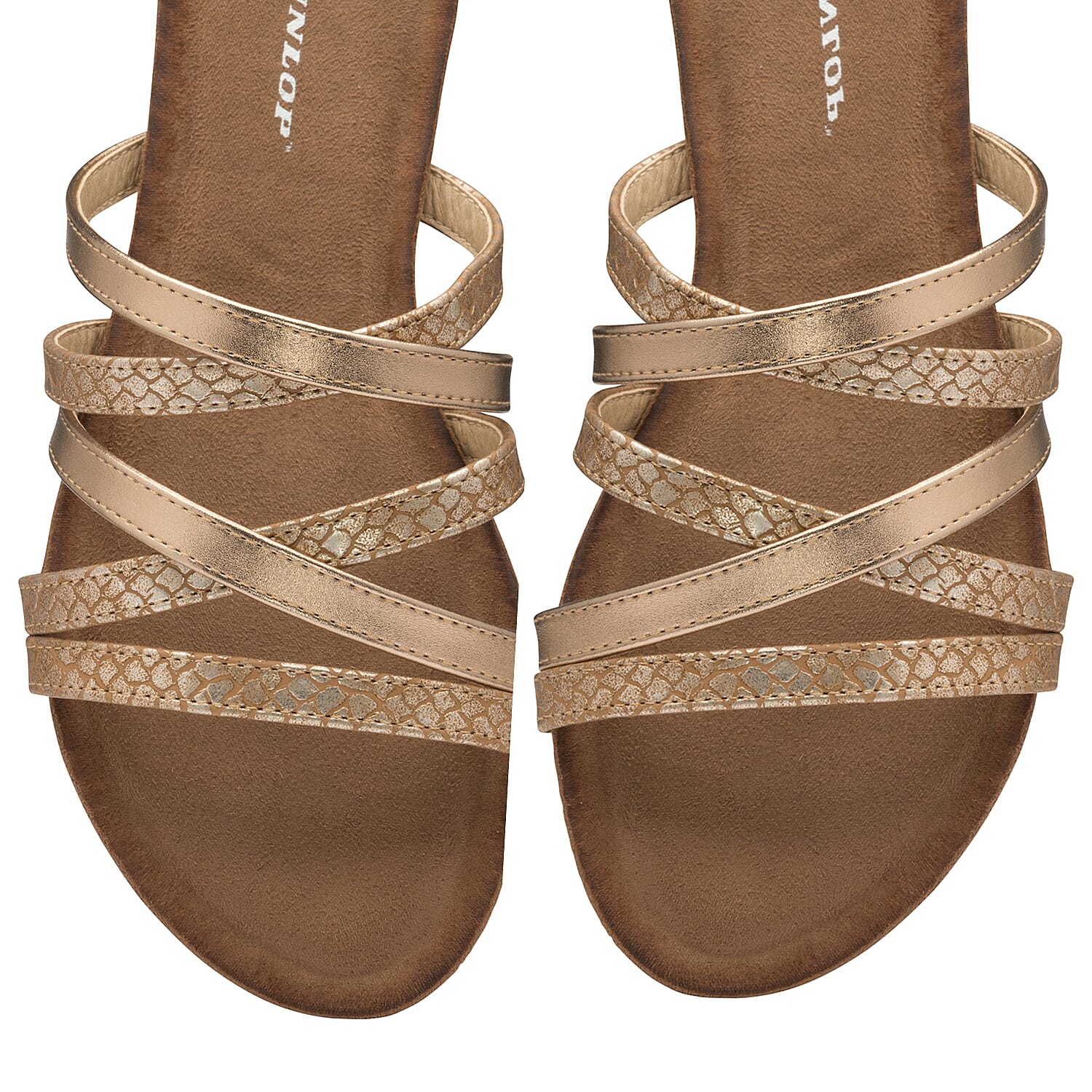 Dunlop Savannah Strappy Sliders Sandals - Tan