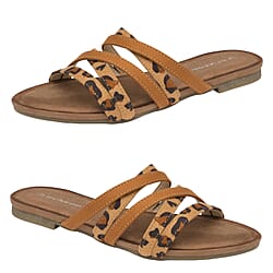 Dunlop Savannah Strappy Sliders Sandals - Tan