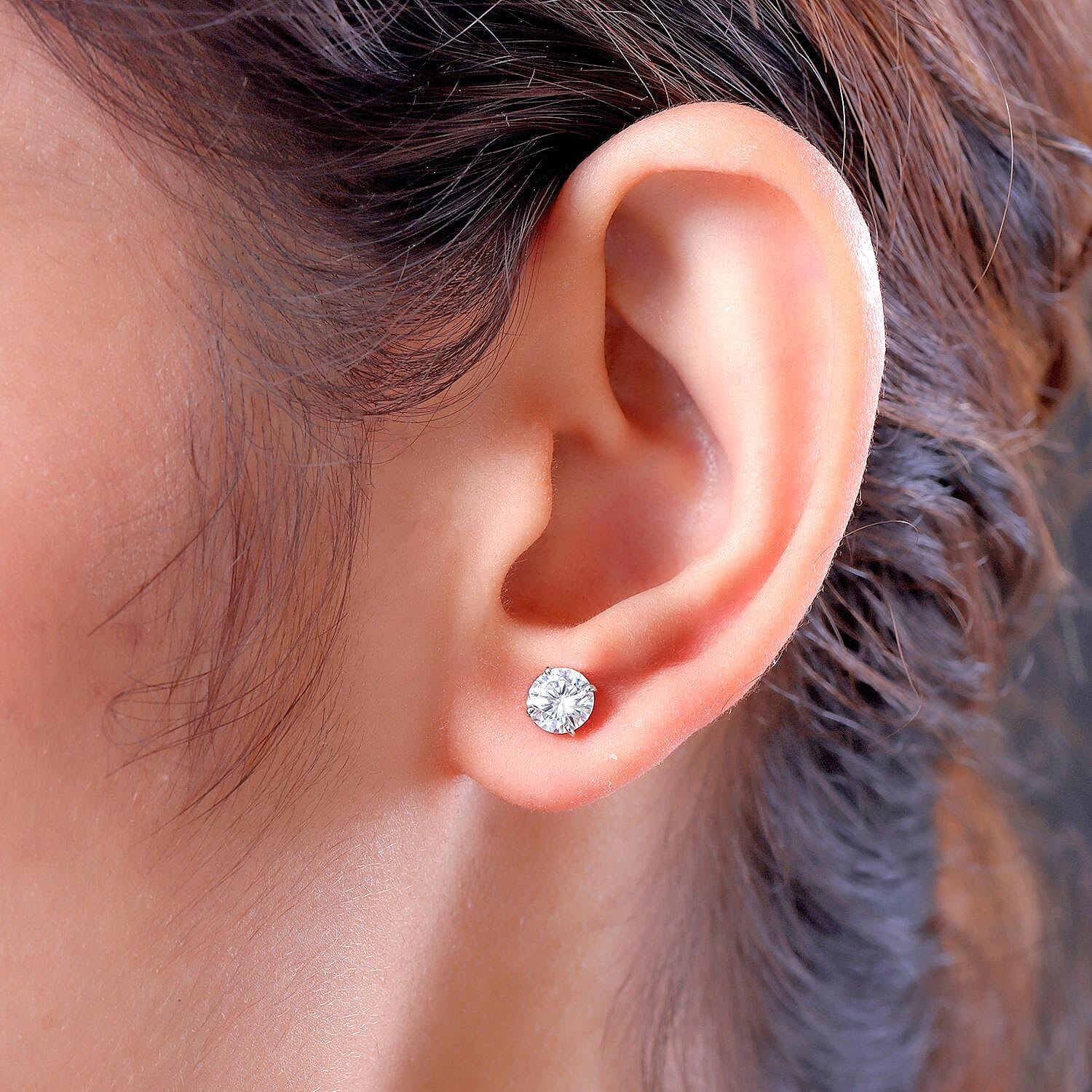 RHAPSODY 950 Platinum Moissanite Stud Earrings (with Screw Back) 1.51 Ct.