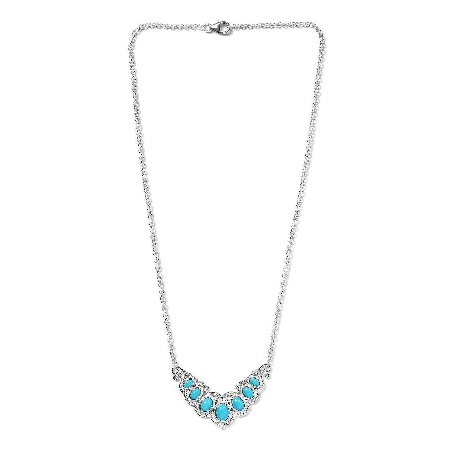 Arizona Sleeping Beauty Turquoise Necklace (Size - 18) Sterling Silver 3.97 Ct, Silver Wt. 10.00 Gms
