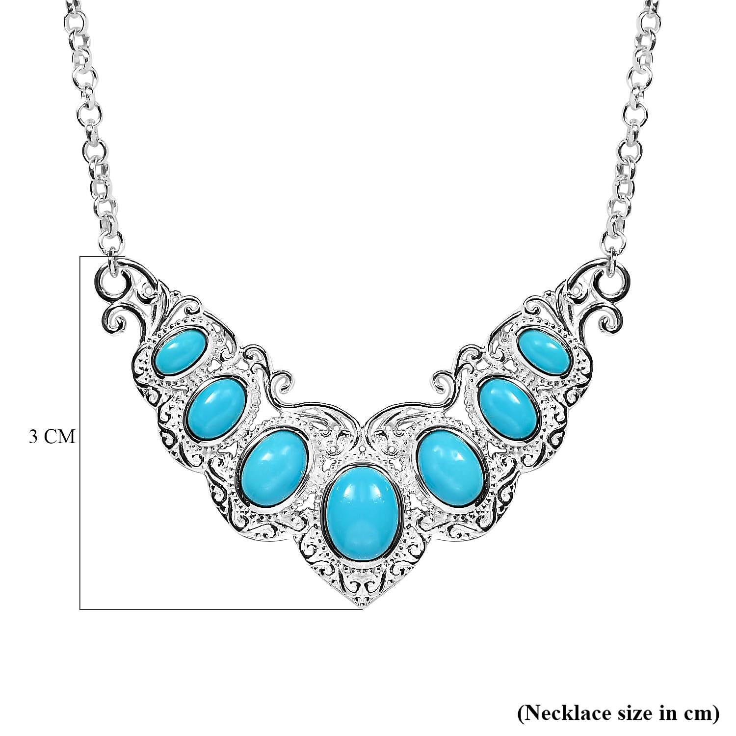 Arizona Sleeping Beauty Turquoise Necklace (Size - 18) Sterling Silver 3.97 Ct, Silver Wt. 10.00 Gms