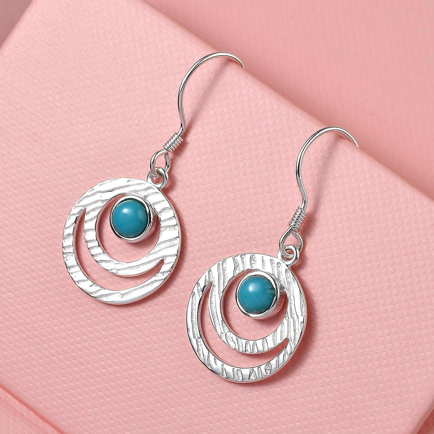 Arizona Sleeping Beauty Turquoise Earrings (With Hook) With Sterling Silver