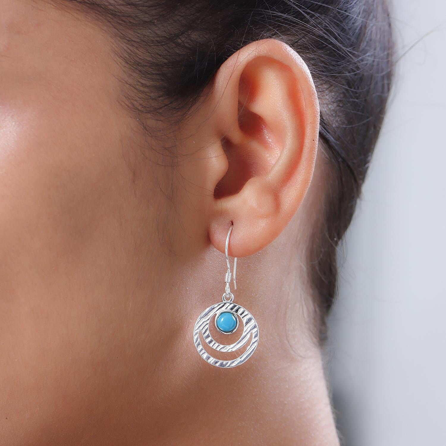 Arizona Sleeping Beauty Turquoise Earrings (With Hook) With Sterling Silver