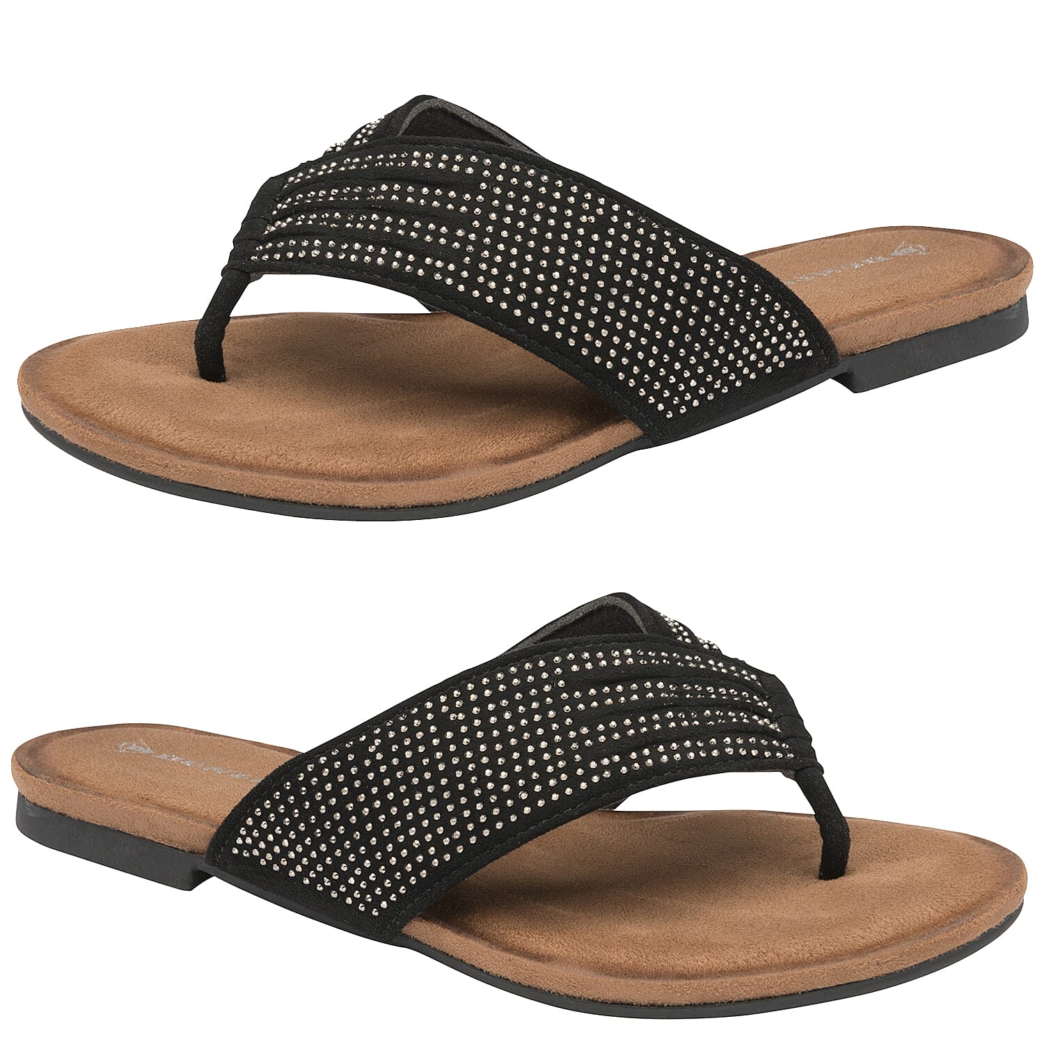 Dunlop Clarice Studded V Sandals - Black